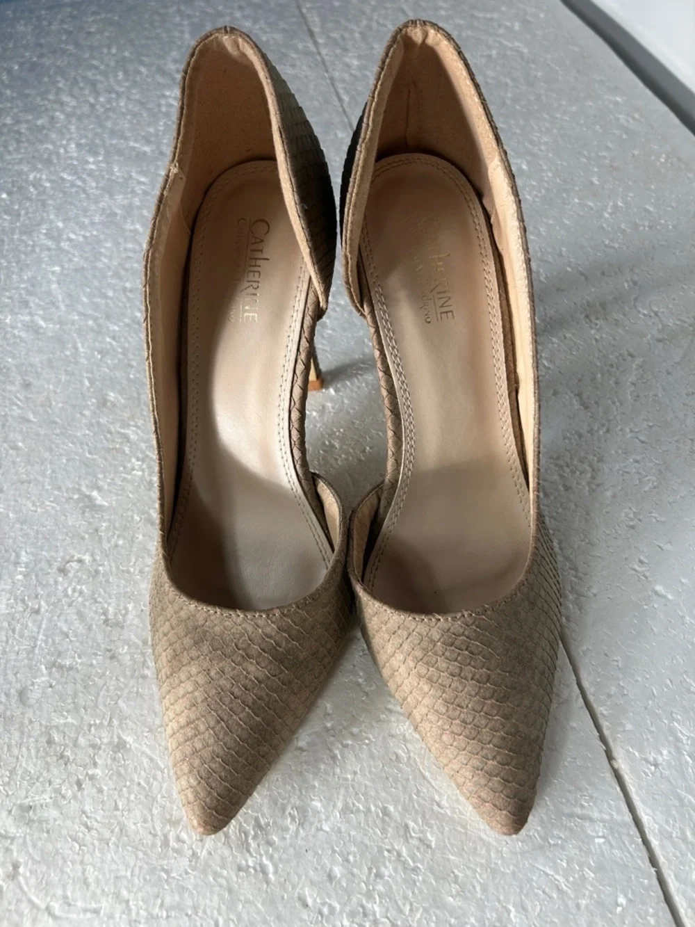Catherine Malandrino SZ 8.5 Arla Taupe Stiletto Pumps Dressy Office Formal MOB